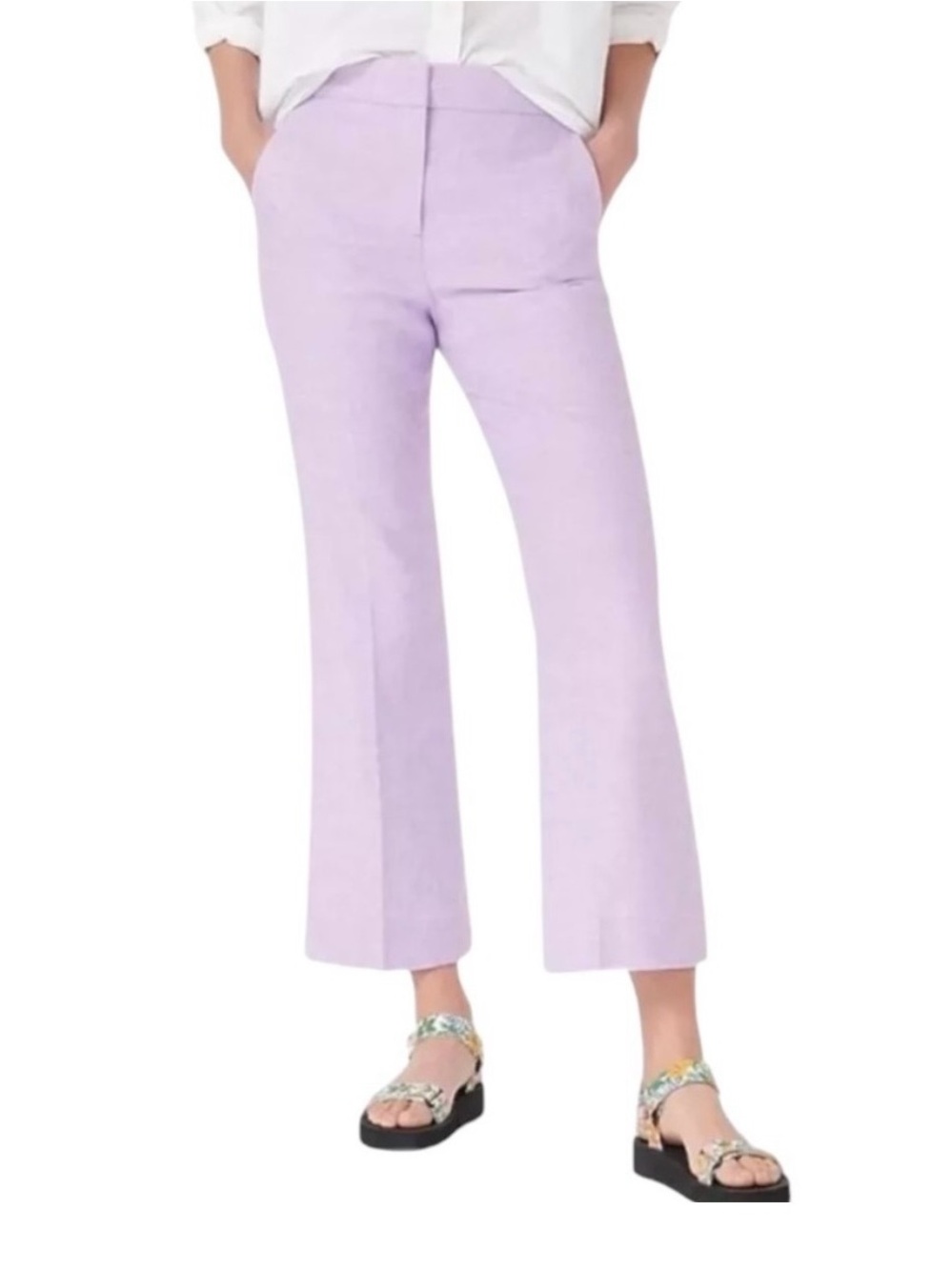 J. Crew Lavender Lilac Linen Hayden Kickout Crop Pants